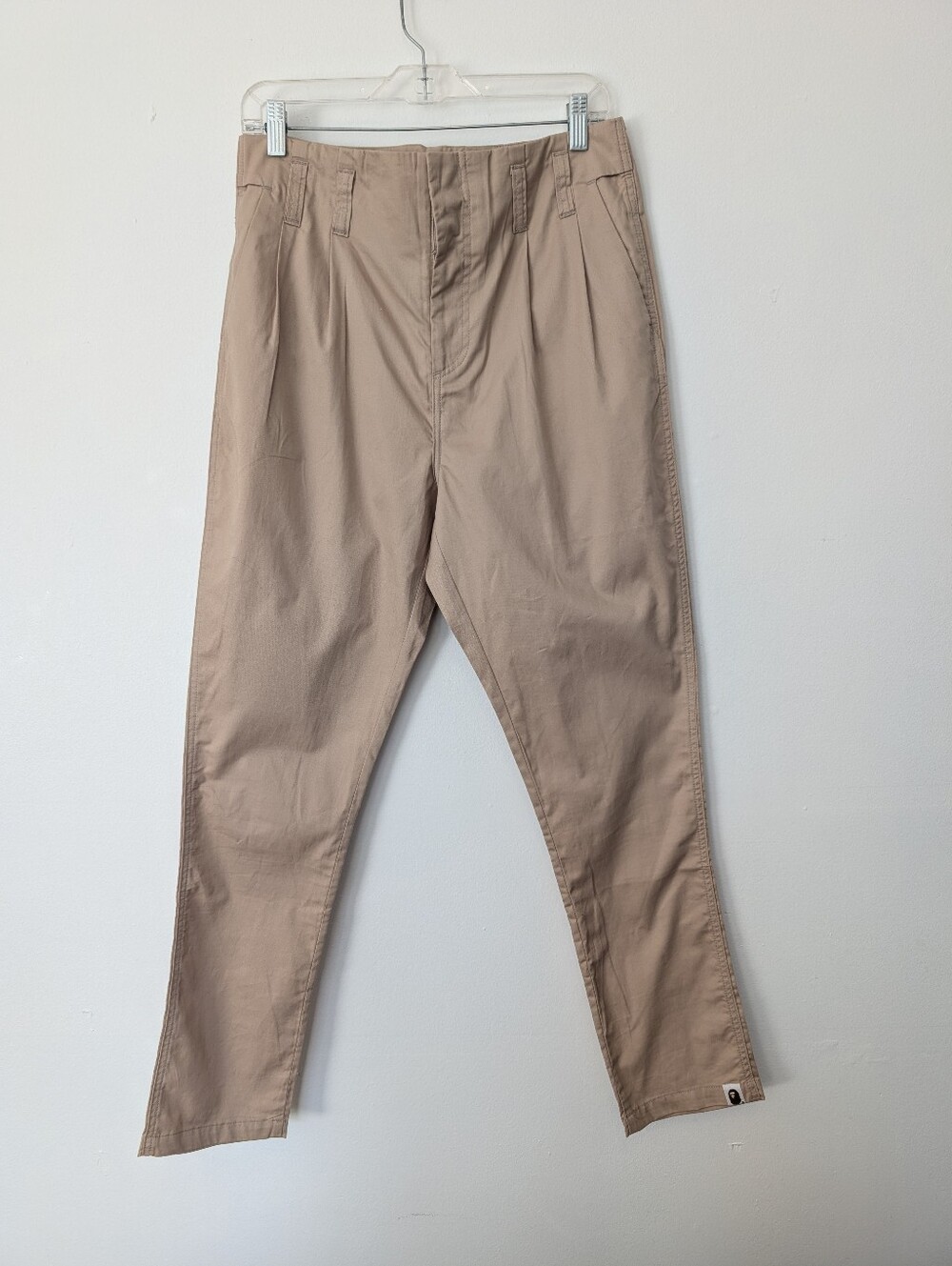 NWT A Bathing Ape BAPE Womens Khaki Pleated Chino Pants Preppy Clean Girl  XS